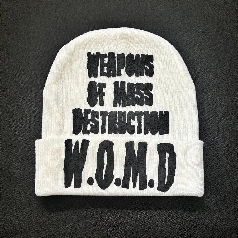 FAULTY W.O.M.D. (Unisex) beanie. Printed on front and back.